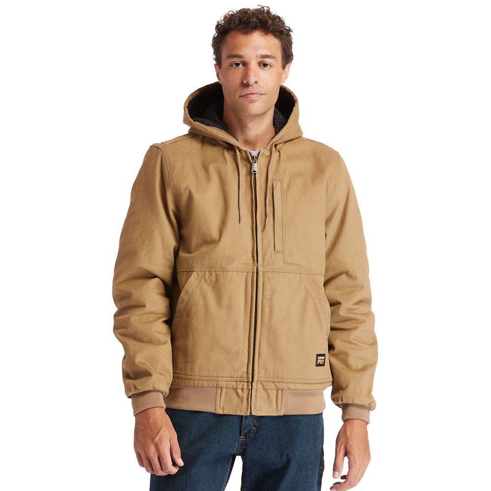 Timberland Mens Jackets PRO® Gritman Lined, Hooded Canvas - Brown - India AU9587423